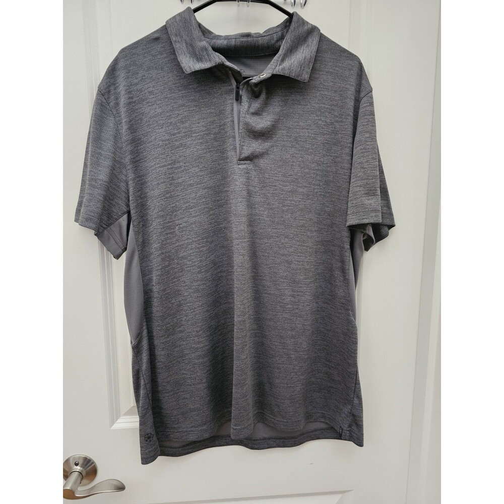 Gaiam Men's XL Grey Polo Zip Up Collar Short Sleeve